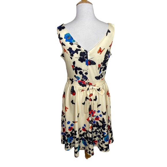 Owin Cream Butterfly Floral A Line Fit and Flare Dress. Size Medium. New - Picture 4 of 8